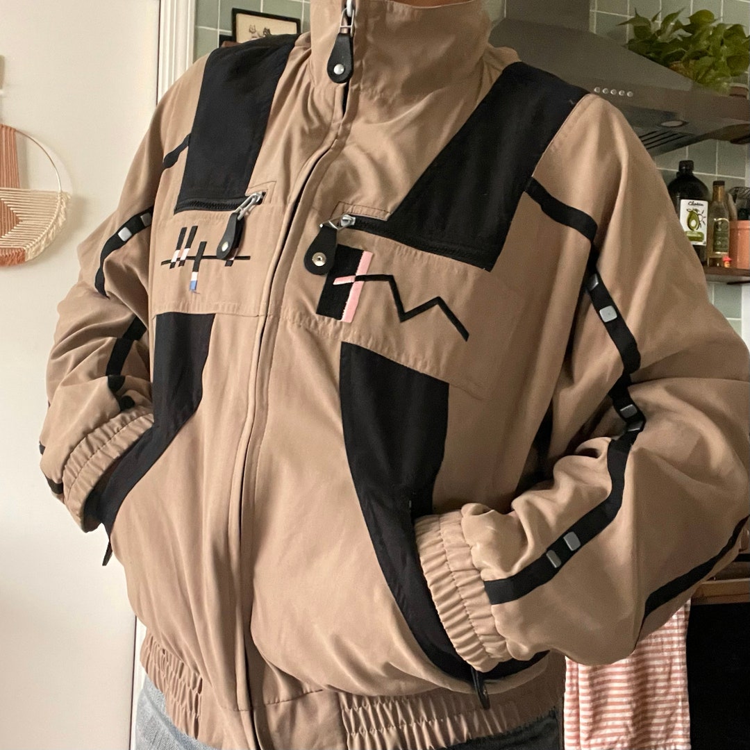 Vintage Jamie Sadock Full-zip Jacket Windbreaker Style 0560 Memphis Embroidery Cafe Au Lait With Black Zippers, 80s Fashion, 90s Fashion - Etsy Vintage Jamie Sadock Full-zip Jacket Windbreaker Style 0560 Memphis Embroidery Cafe Au Lait With Black Zippers, 80s Fashion, 90s Fashion - Etsy