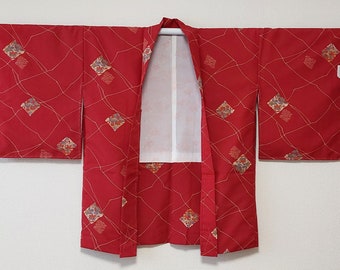 Red Haori with Hidden Momiji Leaves