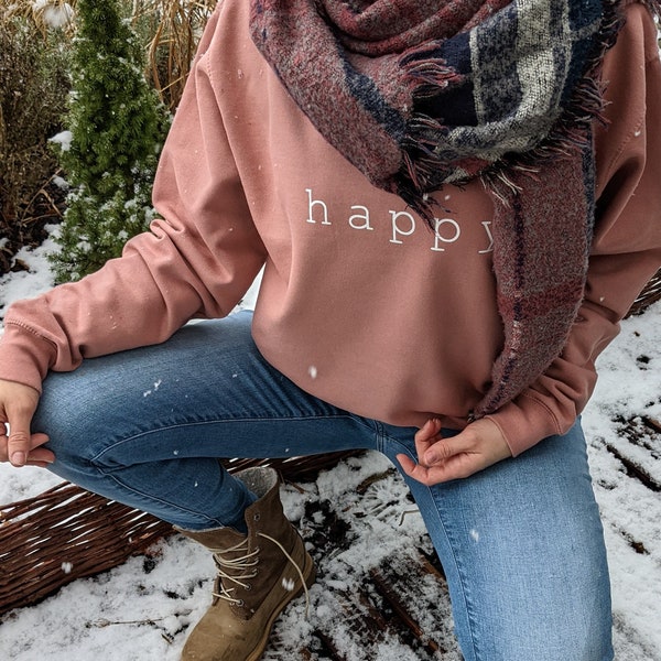 Pullover, Crewneck, Sweatshirt, Happy, dusty pink, rosa, gefüttert