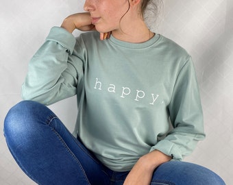 Pullover, Crewneck, Sweatshirt, happy, salbei, hellgrün, grün, mint