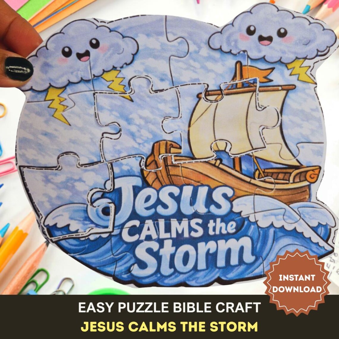 Jesus Calms the Storm Puzzle | Sunday School Bible Craft (digital ...