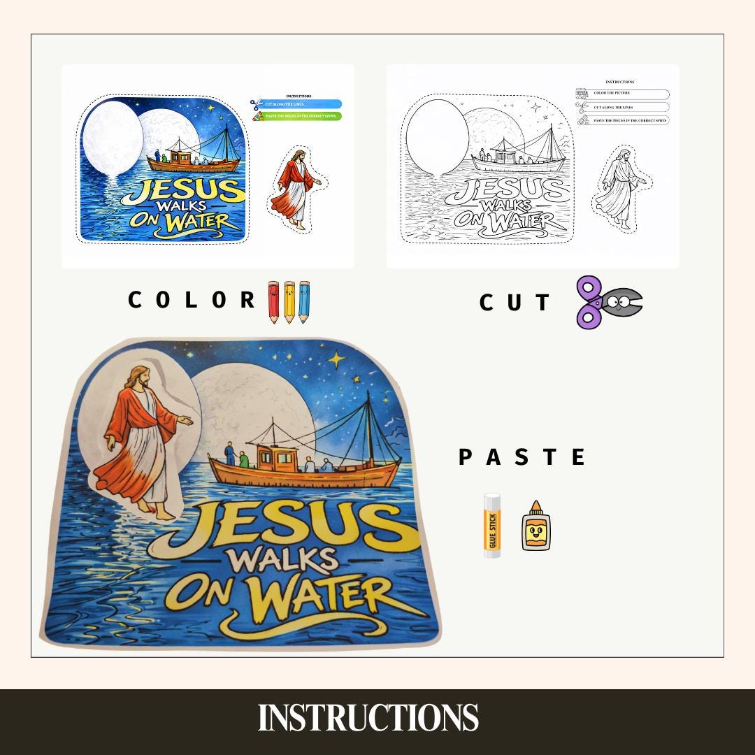 Jesus Walks on Water Bible Craft, Sunday School Activity, Kids ...