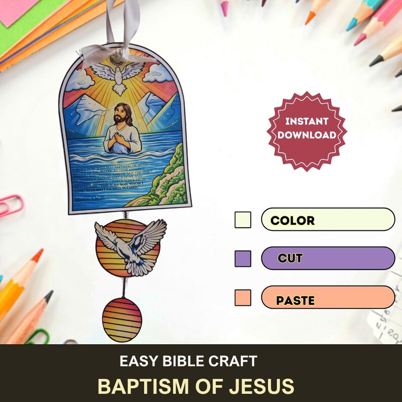 Baptism of Jesus Craft | Matthew 3 Bible Story Printable (digital ...