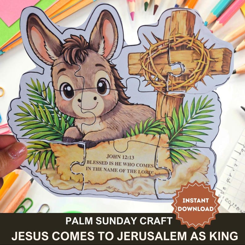 Palm Sunday Puzzle Craft for Kids | Jesus Enters Jerusalem (digital ...