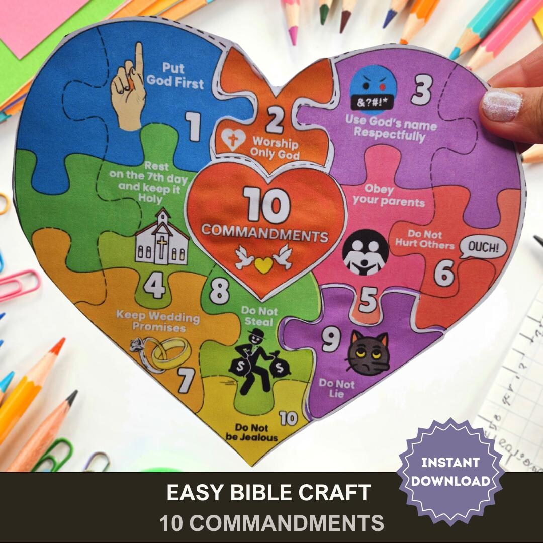 10 Commandments Bible Craft, No Prep Sunday School Printable, Kids ...