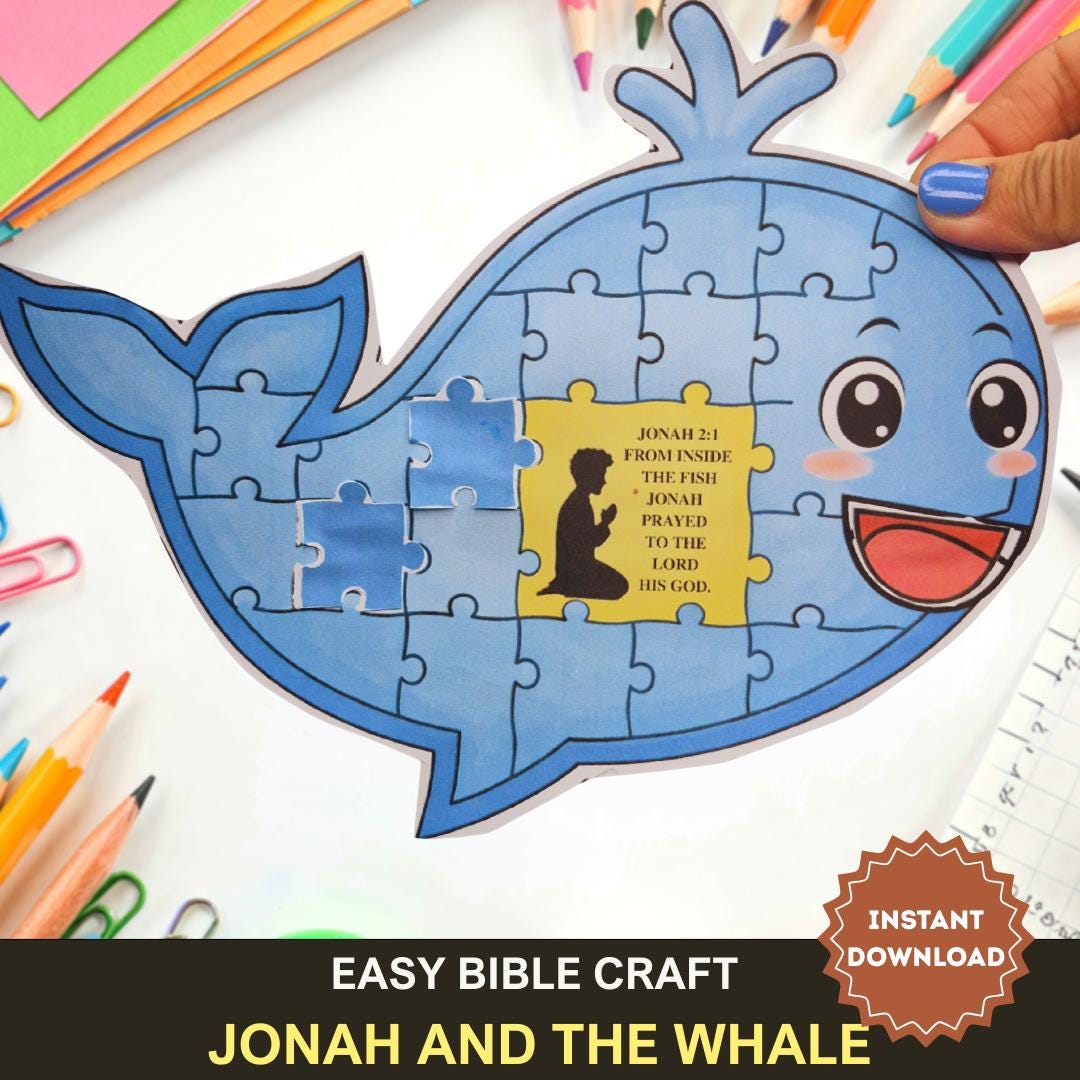 Jonah and the Whale Bible Craft | Sunday School Puzzle (printable ...