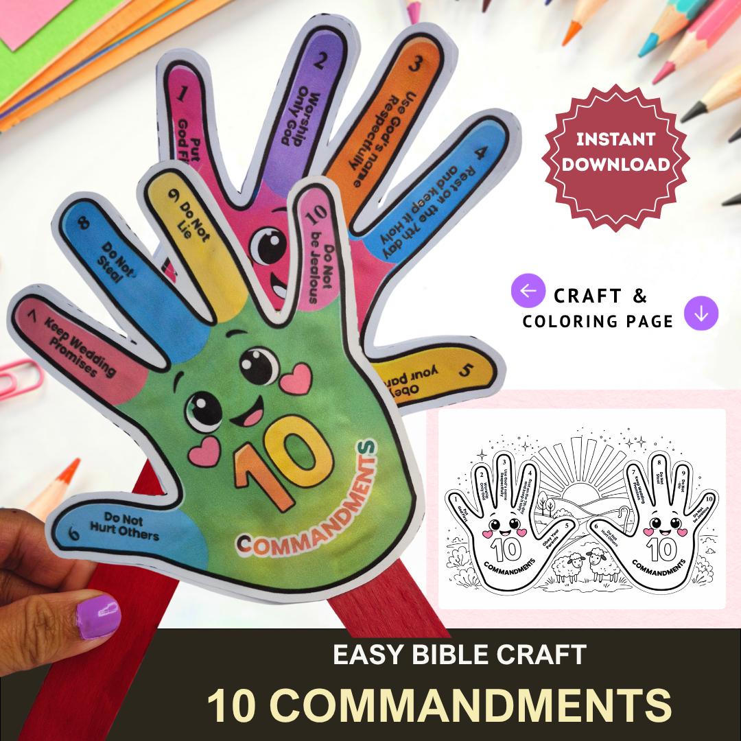 10 Commandments Bible Craft Fan | Sunday School Moses Activity (digital ...