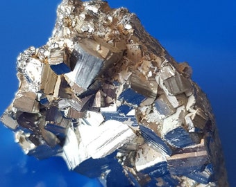 Golden Pyrite, Bulgarian minerals, Cubes Pyrite, Crystal Pyrite, Pyrite Cluster, Natural Crystal, Mineral Collection, vintage, Gift, Madan