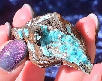 Beautiful Aurichalcite Mineral Specimen - Unique Blue Gemstone - Healing Crystals and Stones - Natural Home Decor - Raw Crystal Collection