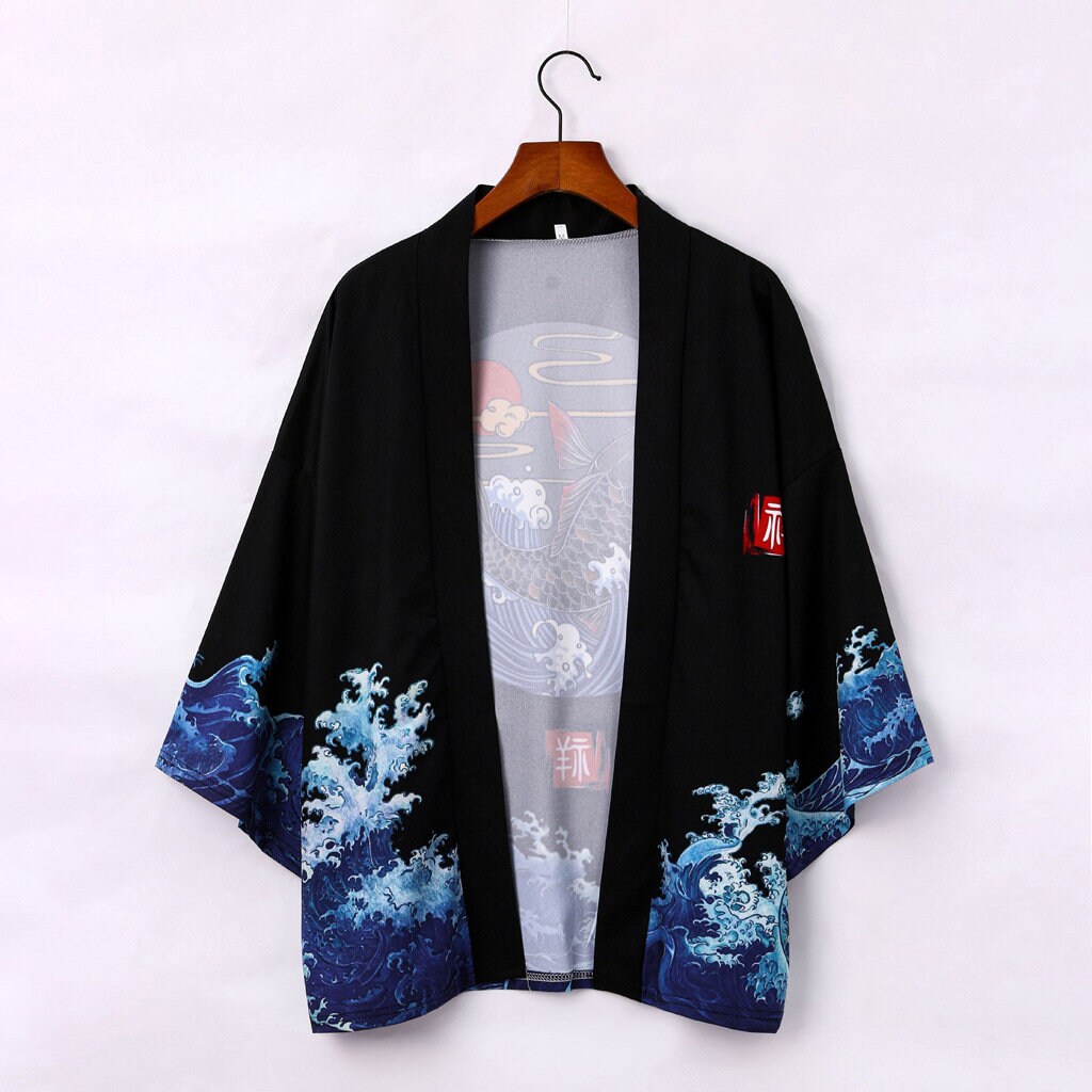Kimono Hanfu Cloak Coat Waves Japanese Korean Style Yukata - Etsy UK
