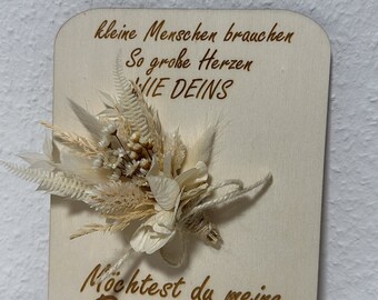 Blumengrußkarte/Karte mit Trockenblumen/Geschenkidee/Patenkind/Patente / Flower/Dried Flower/Karte / Geburt /Muttertag/Dekotafel/Holzkarte