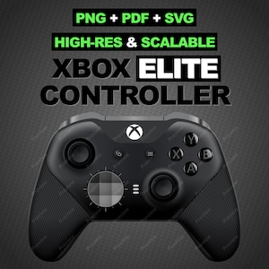 May include: Black Xbox Elite controller with textured grips, a directional pad, and buttons labeled A, B, X, Y. The controller has a black and gray textured faceplate with a circular button in the center.