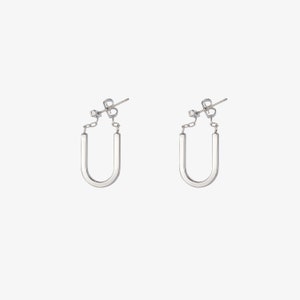 Silver U-shaped Equestrian Style Hoops Earrings