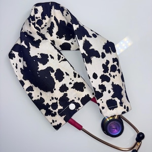 Stethoscope Cover - Cow Print • Brown or Black Pattern • Vet Tech Nurse Gift • Fun Medical Accessory •  Littmann Cover • Handmade Canada