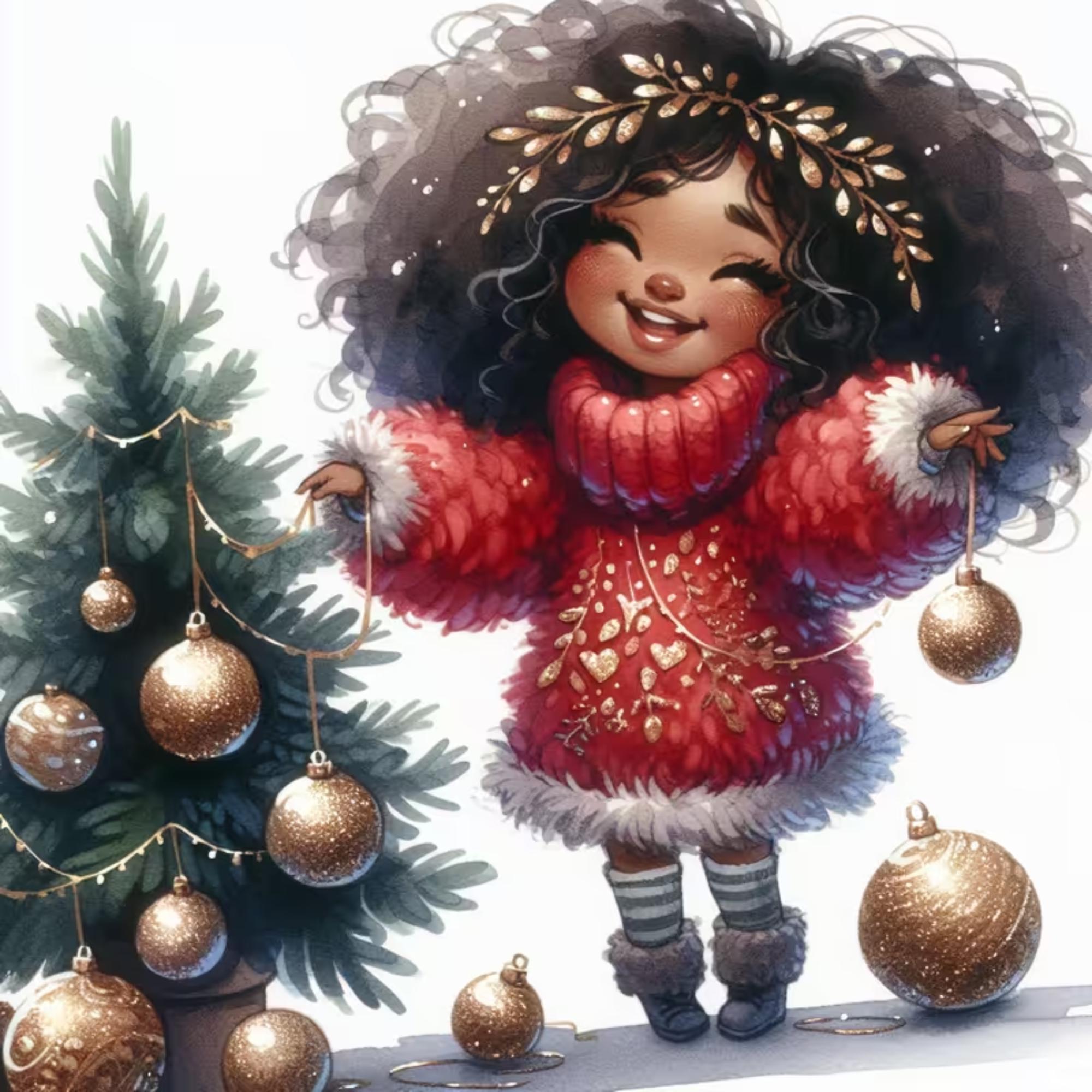 Cozy Christmas Kids Clipart PNG, Whimsical Holiday Graphics, Digital ...