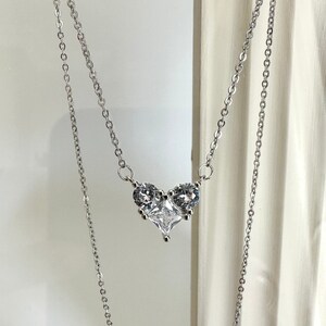 925 Sterling Silver Heart Necklace, Chunky Sterling Silver Necklace, Necklaces For Women, Dainty Diamond Necklaces, Gift For Women