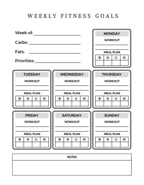 Fitness Workout Tracker Printable Digital Download PDF | Exercise Log ...