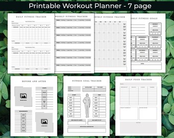 Fitness Workout Tracker Printable Digital Download PDF | Exercise Log, Health, Weight Loss Planner