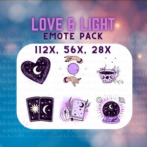 Love and Light Emote Pack | witchy Wicca Wiccan emote pack in purple