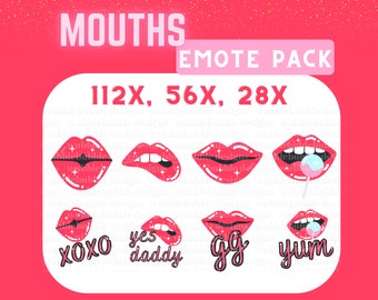 Sexy Mouths Lips Emotes | Pack of 8 Emotes | Pink Lips Emote Set!