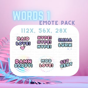 Süße Worte Emote Pack | 6er Pack Emotes | Pastell Wort Emotes