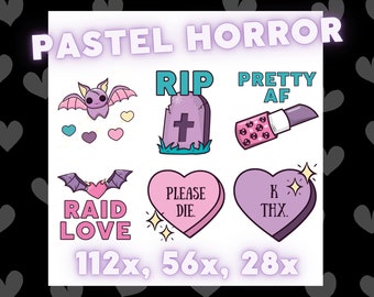 Kawaii Horror Emotes! Emote Pack of Six! Pastel Goth Emotes