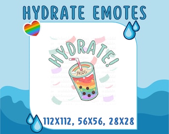 HYDRATE with PRIDE EMOTE! Cute Emotes for Twitch, Discord, Youtube, etc!