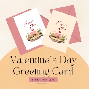 Dos tarjetas de felicitación de San Valentín con la frase "Te amo por siempre" / Descarga digital instantánea / Ideas para regalos de aniversario para parejas / Para imprimir en casa / 5" x 7"