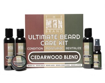 Cedarwood Blend Ultimate Beard Kit - Cedarwood Blend beard oil, beard wash, beard conditioner, beard balm, and beard lotion