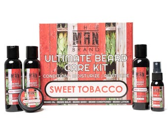 Sweet Tobacco Ultimate Beard Kit - Sweet Tobacco beard oil, beard wash, beard conditioner, beard balm, and beard lotion