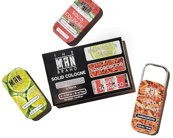 Men's Solid Cologne Sample Set, Sweet Tobacco, Citrus Bergamot, Sandalwood