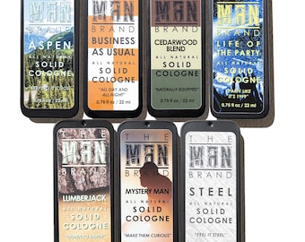 Play Daily Solid Cologne Sample Set - Pack of 7 - Vintage Slide Tin - 0.75 Ounce Each