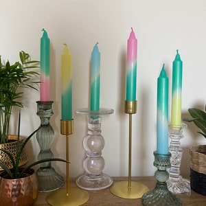 Velas artesanales teñidas por inmersión: Colores de sirena, juego de 2