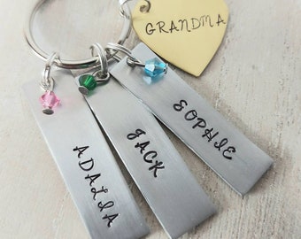 Grandma keychain, grandma gift, name keychain, birthstone keychain, family keychain, mothers day gift, custom keychain, personalized gift