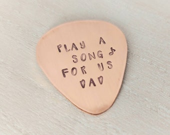 Guitar pick, copper guitar pick, Custom guitar pick, personalised, play a song for us, gift for dad, guitar player,stocking stuffer,dad gift