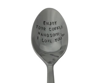 Enjoy your coffee, handsome, mens gift, mens stocking stuffer, boyfriend gift, gift for boyfriend, gifts for men, valentines day gift