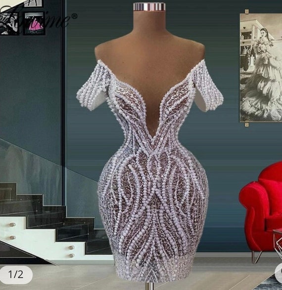 Mesh pearl dress cheap