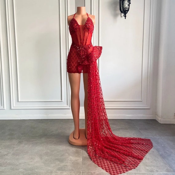 dress, red dress, short dress, red carpet dress - Wheretoget