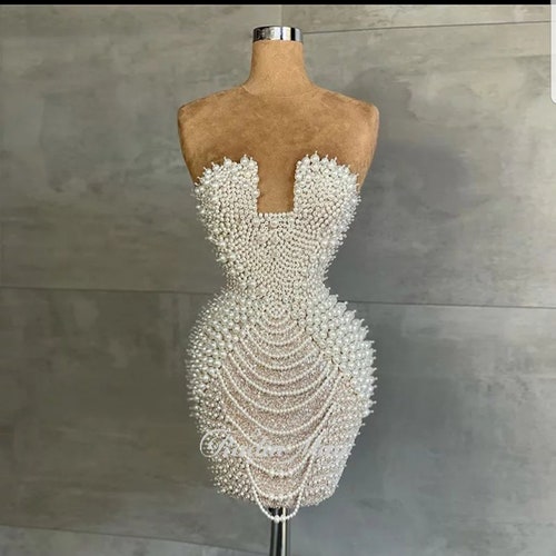 Sexy Bead Dress Short Pearl Dress Crystals Dress Etsy
