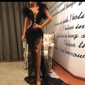 Lace Dress Black Sexy Gown Owambe Dress Prom Dress Evening