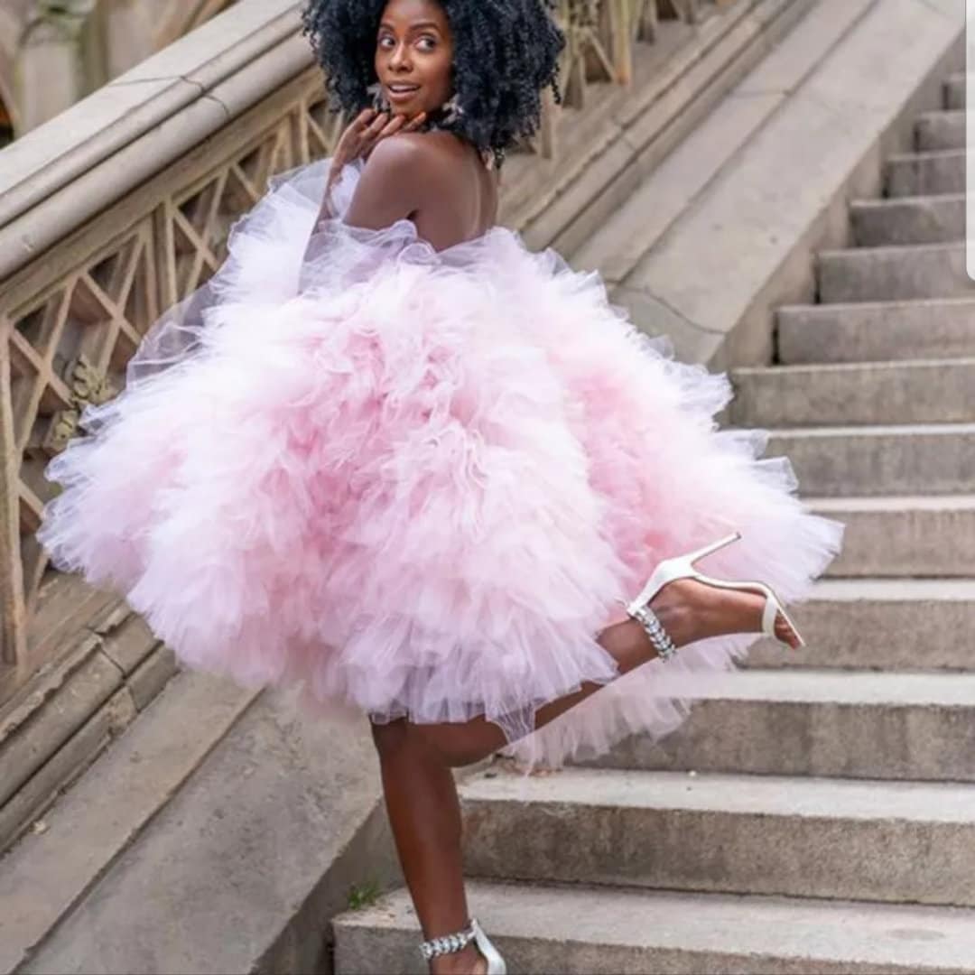 ruffled pink dress