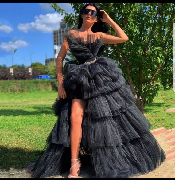 Buy Black Tulle Ball Gown, Red Carpet Dress, Cocktail Dress, Bridal Train,  Wedding Dress, Evening Dress, Anniversary Dress, Fashion Show Dress Online  in India - Etsy