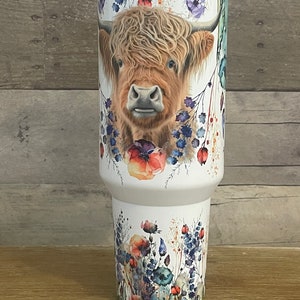 40 oz Highland Cow Tumbler with Lid and Straw