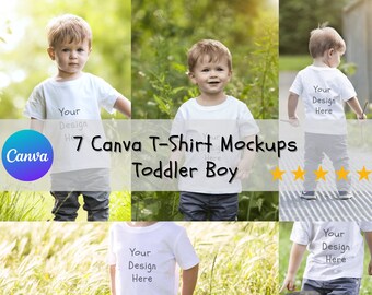 Paquete de maquetas de camisetas para niños pequeños de Canva, maqueta de camisetas blancas, descargable, camiseta blanca en blanco, lindo modelo para niños pequeños, maqueta de camisetas para bebés