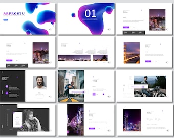 Puede incluir: Una plantilla de presentación con un diseño moderno. La plantilla presenta una variedad de diapositivas con diferentes diseños e imágenes. Las diapositivas incluyen texto, imágenes e iconos. La plantilla es perfecta para presentaciones de negocios, presentaciones de marketing y más.