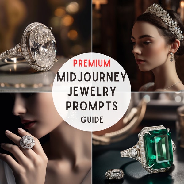 Professional Midjourney Prompts Jewelry, AI Art Keywords, Step-by-Step Midjourney Guide Ebook, Tested High Quality Premium, Jewelry Design