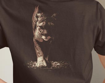 Unisex-T-Shirt mit Wildtiermotiv – Berglöwe-T-Shirt – Rückseite mit Abbildung eines Pumas