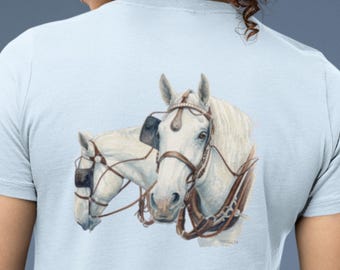 Koszulka unisexowa Draft Horses Classic - American Cream, para koni roboczych