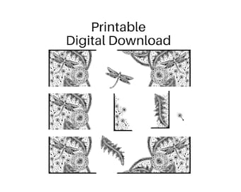 Dragonfly Dandelion Art Nouveau Page Border Clipart (Digital Download)