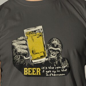 Beer Drinking Gorilla T-Shirt: Funny Party Ape Tee